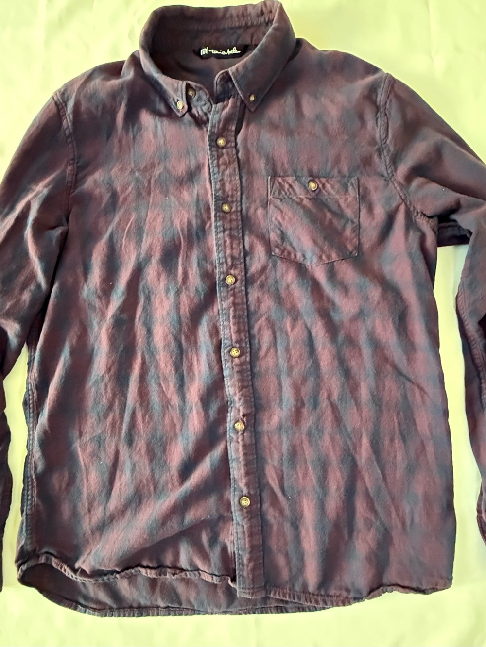 Travis Mathew Men's Long-Sleeve Button-Down in Burgundy and Navy